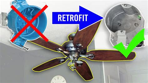 how to retrofit a junction box for a ceiling fan|ceiling fan outlet box installation.